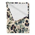 thumbnail image 2 of Ambesonne Leopard Print Fleece Throw Blanket Bold Eucalyptus Leaf 50"x60" Camel and Laurel Green, 2 of 5