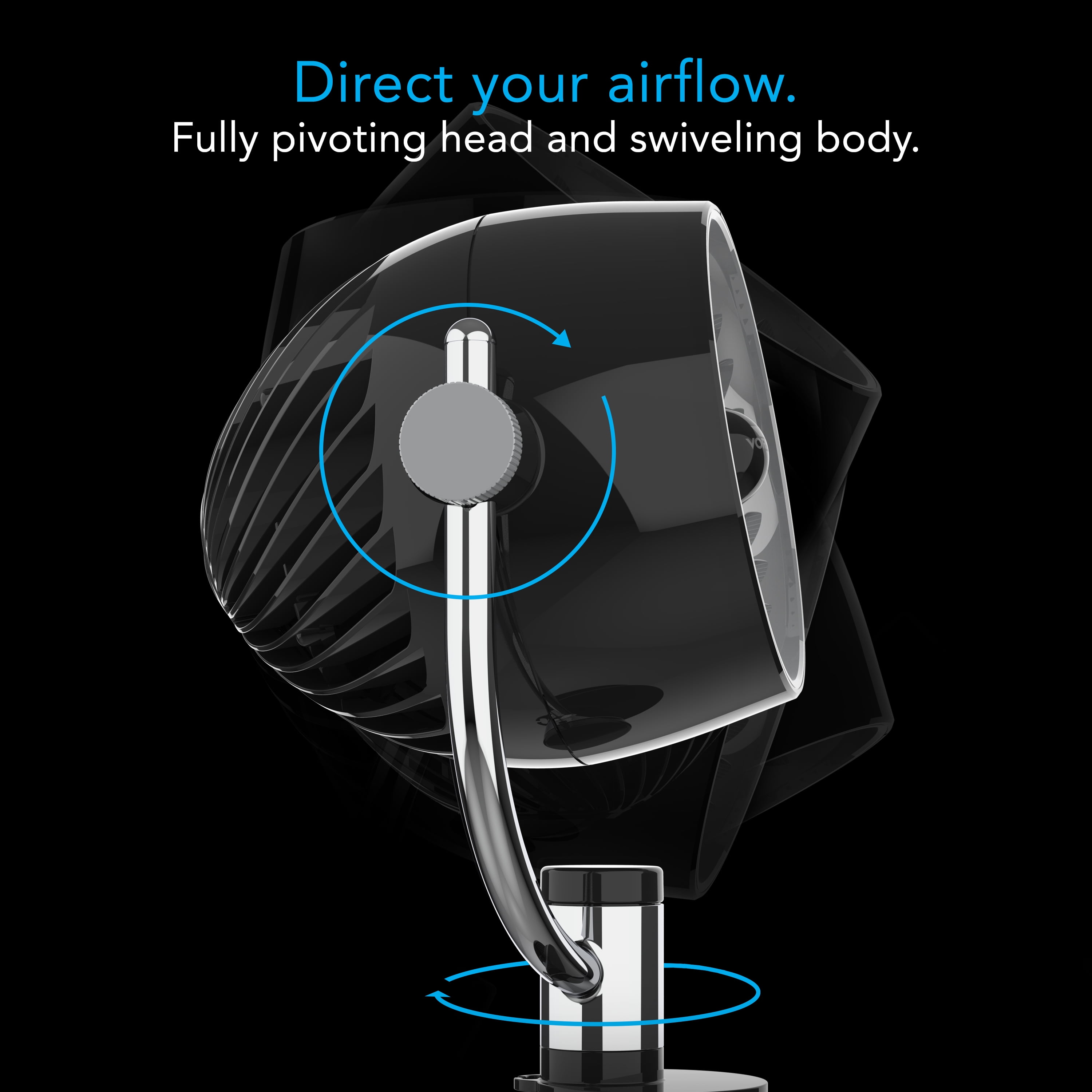 Vornado Pivot3 Air Circulator Clip-on Fan, 11.72", Black
