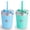 Blue and Green, variant on PopYum 9oz Insulated Stainless Steel Kids’ Cups with Lid and Straw, 2-Pack, Orange, Blue