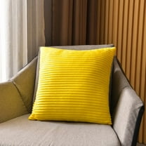 XmhyTop Set of 2 16x16in Yellow Corduroy Throw Pillows, Soft Square Modern Striped Cushions for Living Room, Sofa, Bedroom, Car & Office Decor
