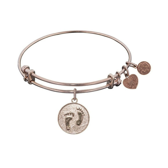 Pink Stipple Finish Brass Barefoot In The Sand Angelica Bangle Bracelet, 7.25"
