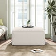 thumbnail image 2 of Corduroy Upholstered Square Ottoman for Modern Living Rooms & Bedrooms – Beige Fabric with Dense Foam Padding, Sleek Design, and Versatile Use, 2 of 12