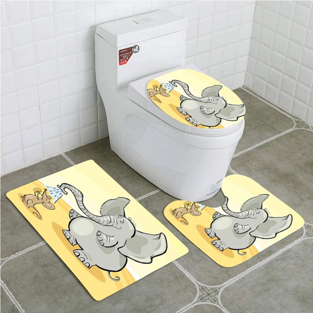 Juego de alfombras de baño ABPHQTO de 3 piezas elefante en el desierto Niños de dibujos animados