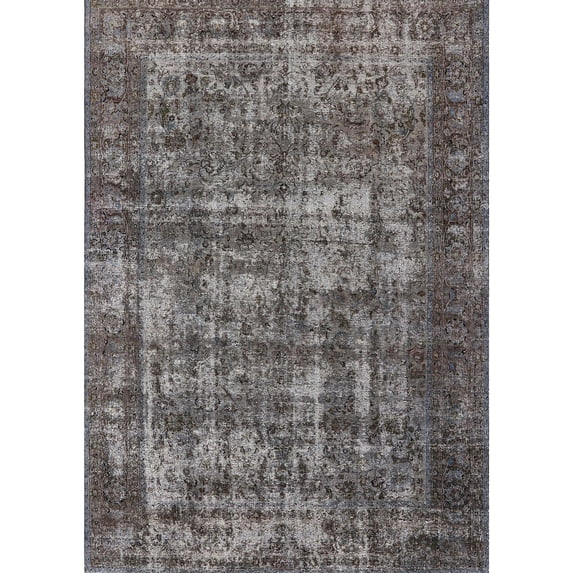 Ahgly Company Indoor Rectangle Mid-Century Modern Purple Oriental Area Rugs, 7' x 10'