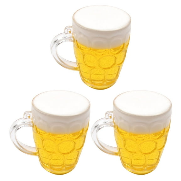 Raindrops 3pcs Cake Decoration Simulated Beer Mug Yellow Gift for Holiday Celebrating