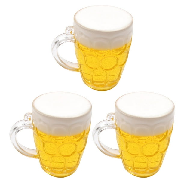 KAKOWELY 3 piezas de simulación de vaso de cerveza para decoración de tartas, accesorios para tartas del Día del Padre, color amarillo