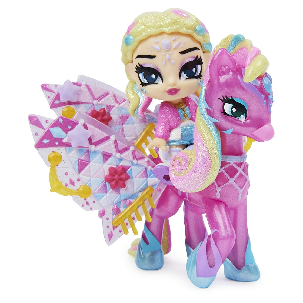 Hatchimals Pixies Riders, Wilder Wings Chic Claire Pixie and Zebrush Glider with 16 Wing
