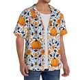 thumbnail image 2 of Vsdgher Blue Orange Pumpkin fall Men's Cuban Shirt, Hawaiian Shirts, Business Casual Button Down Shirts, Short Sleeve Shirt-Small, 2 of 5