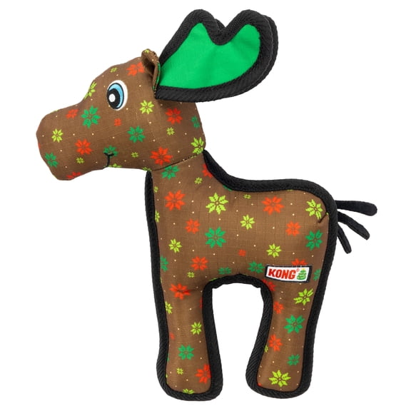 KONG® Holiday Ballistic® Moose Squeaker Dog Toy, Brown, Medium