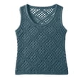 thumbnail image 5 of KHONTS Womens Summer Crochet Tank Tops Knit Sleeveless Scoop Neck Sweater Vest Boho Hollow out Cover U.S Blue S, 5 of 5