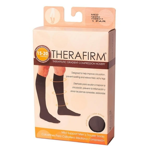 Calcetín de Compresión Therafirm para Caballero Talla Mediana Negro