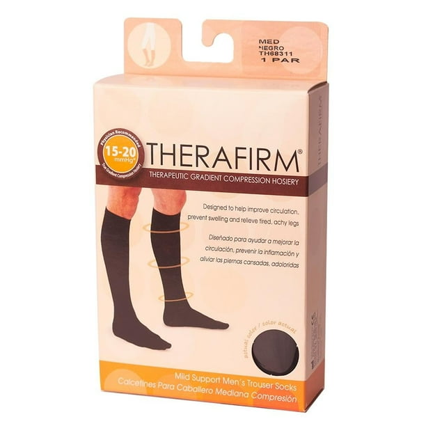 Calcetín de Compresión Therafirm para Caballero Talla Mediana Negro