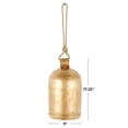 thumbnail image 3 of DecMode Large Tibetan Inspired Gold Metal Bell Decorative Bell with Jute Hanging Rope, 3 of 9