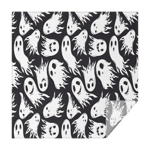 Black Halloween White Ghosts Square Tablecloth,Waterproof Square Table Cover,Wipeable Spillproof Washable Table Cover for Home Kitchen Party Decor 42"X42"(107x107cm)