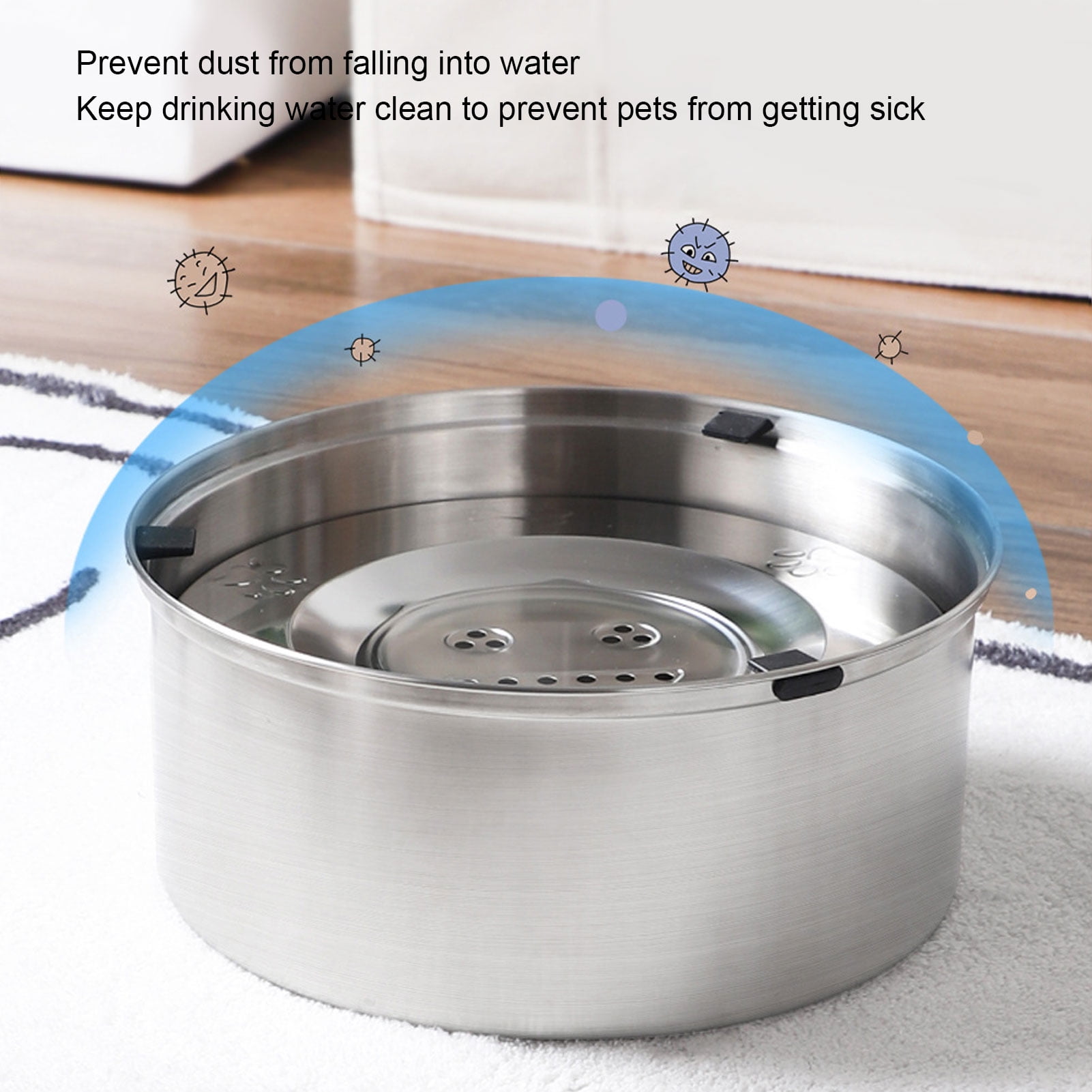 NFTIGB Dog Water Bowl Dispenser 304 Stainless Steel Spill Proof 3L Large Capacity Slow Drinking Pet Bowl, 8.78 inches / 22.3 cm