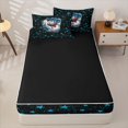 thumbnail image 4 of Castle Fairy Baseball Glove Print Zipper Twin Comforter Sets with Fitted Sheet and 2 Pillowcases, Graffiti Stars Print Zipper Bedding Set, Black Blue White,4-Piece,Black Reversible, 4 of 6