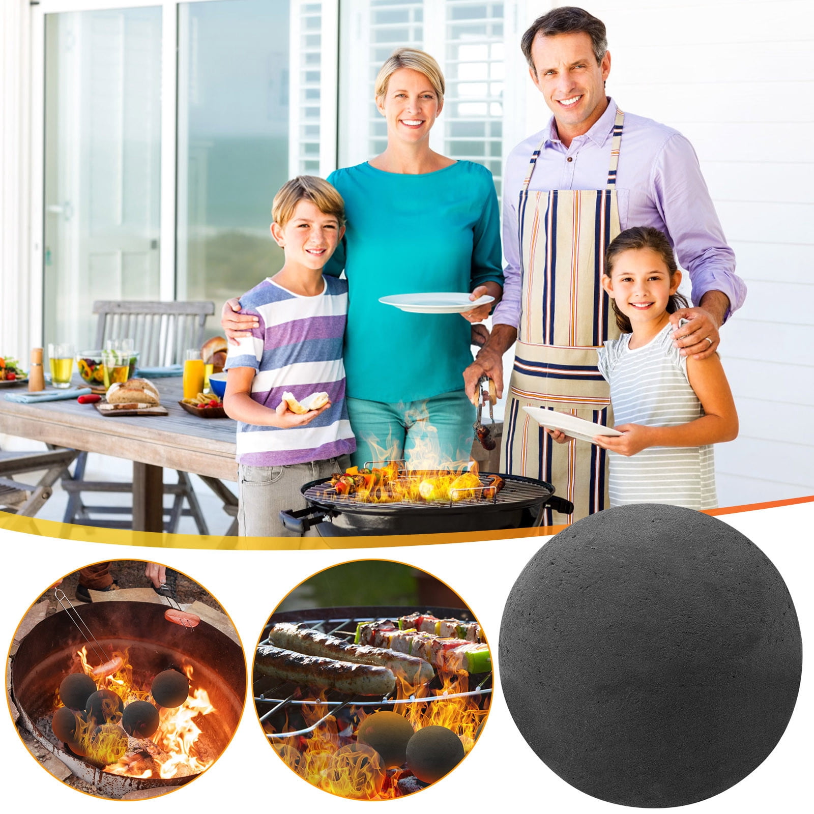 Ceramic Fire Balls 1 Pack 3 Inch Black Heat Resistant Stones for Fire Pit, Fireplace Indoor Outdoor, Reusable Fire Pit Accessories