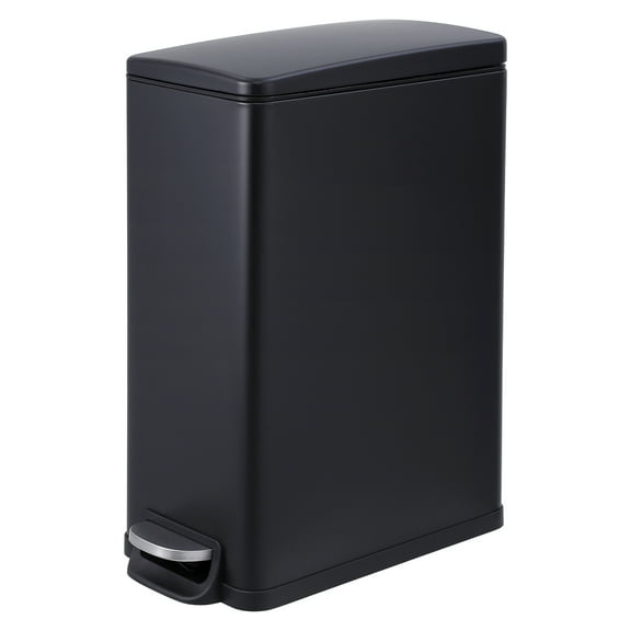 Slim 12 Gal Kitchen Trash Can, Step Garbage Can with Soft Close Lid for Narrow Spaces, Space-Saving Stainless Steel Trash Bin with Inner Bucket