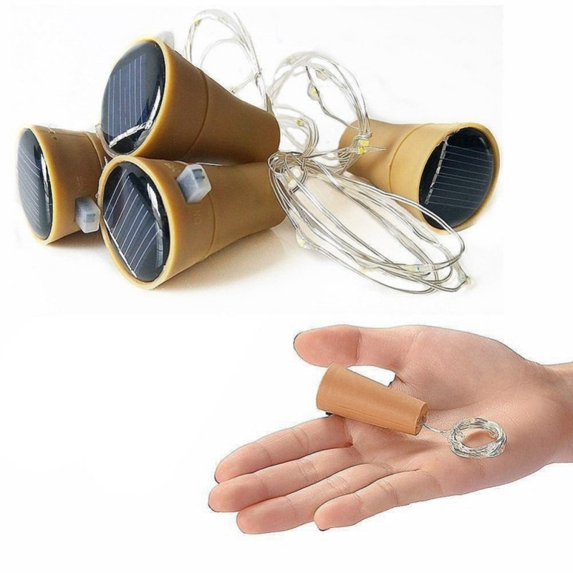 Solar Powered 20 LEDs Wine Bottle Lights with Cork Fairy String Light for DIY Party Halloween Christmas Wedding Decoration