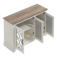 thumbnail image 2 of STYLIVIA Heron 3 Door Wide Sideboard Cabinet with Adjustable Shelves, Sturdy Wood Storage with Metal Hardware, Ivory & Knotty Oak, 2 of 24