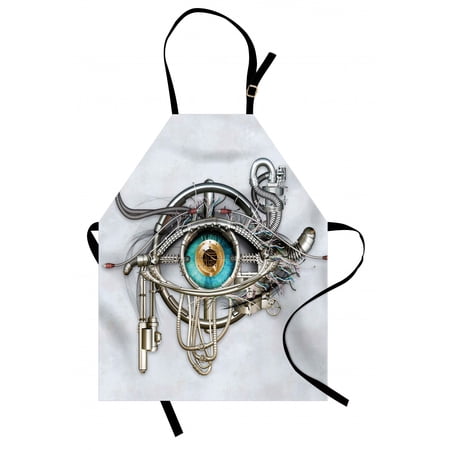 Eye Apron  Mechanical Design of an Eye Complex Machinery with Engineering and Technology Theme  Unisex Kitchen Bib with Adjustable Neck for Cooking Gardening  Adult Size  Multicolor  by Ambesonne