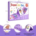 thumbnail image 2 of Art Supplies, 272 Pack Art Set Drawing Kit for Girls Boys Teens Artist, Deluxe Gift Art Box with Trifold Easel, (Purple), 2 of 8