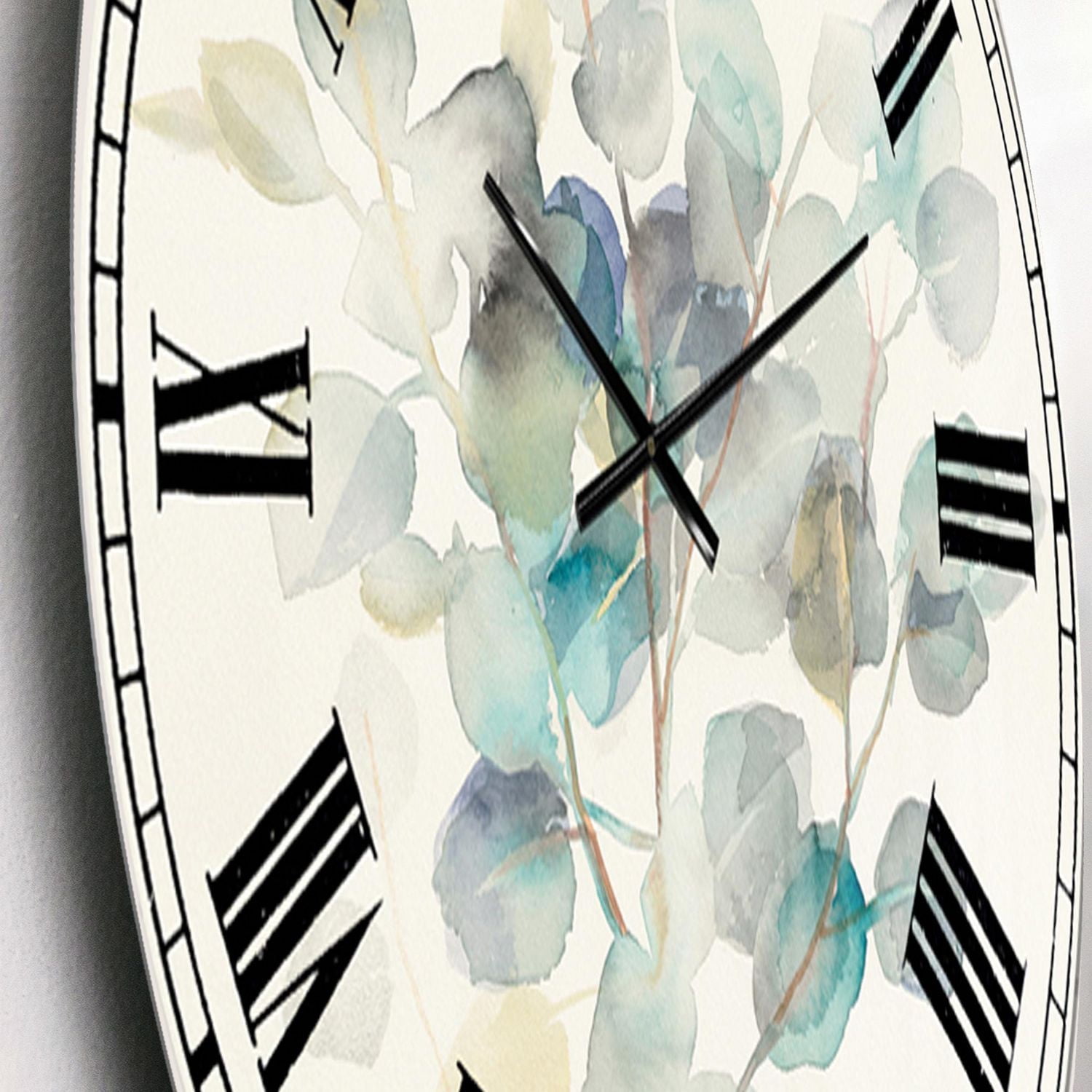 Designart 'Eucalyptus leaves I' Traditional wall clock