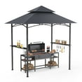 thumbnail image 7 of GVDV 8'x 5' Grill Gazebo Canopy, Outdoor BBQ Gazebo Shelter with 2 Side Shelves & Double-Tiered Top, 7 of 7