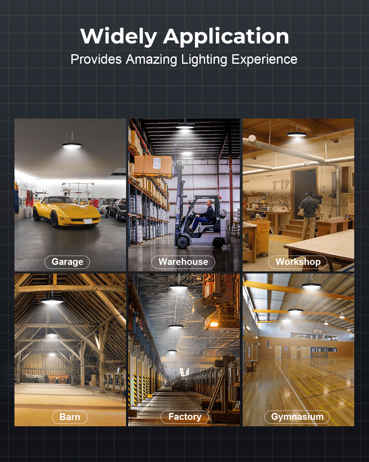 2-Pack LED High Bay Light – 150W 22500LM Plug-in Garage Lights (Eqv 600W MH/HPS), IP65 Waterproof UFO Shop Lights