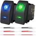 thumbnail image 1 of 2pcs DC 20A/12V 10A/24V SPST LED Illuminated Rocker Switch, Waterproof 5-Pin On/Off with Jumper Wires Set for UTVs, Cars, Trucks, RVs, Boats, Motorcyc, 1 of 5