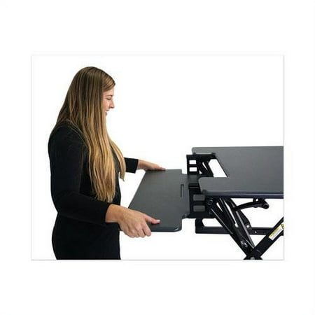 Victor - Adjustable Standing Desk Convertor with Keyboard Tray - Charcoal Gray And Black