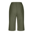 thumbnail image 6 of Dazajoo Cotton Linen Capris Pants for Women Summer Drawstring Elastic Waist Pants with Pockets 2025 Women's Loose Fit Solid Color Capris,Green,M, 6 of 6