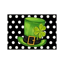 Nmdmisc St Patricks Day Placemats 12X19 Inches, Green Shamrock Black Dots Spring Seasonal Farmhouse Burlap Indoor Kitchen Dining Table Mats Decorations for Home Party