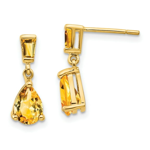 Primal Gold 14 Karat Yellow Gold Citrine Dangle Post Earrings