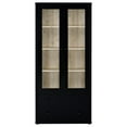 thumbnail image 4 of Hawthorne 4-shelf Glass Door Cabinet with Drawers Black, 4 of 11