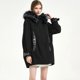 thumbnail image 3 of Parkas de piel auténtica de Tayikistán para mujer, abrigo con forro de conejo Rex desmontable para mujer, chaqueta holgada con cuello de zorro y mangas raglán para invierno, 3 of 5