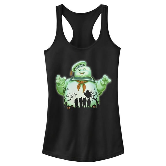Junior's Ghostbusters Halloween Stay Puft Marshmallow Man  Racerback Tank Top Black Medium