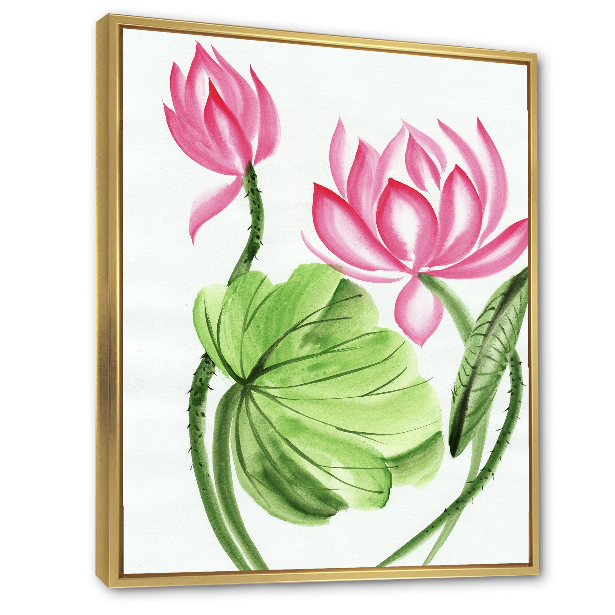 Designart 'The Dragonfly and Lotus II' Traditional Framed Canvas Wall Art Print