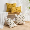 thumbnail image 5 of NAMZI Cotton Linen Throw Pillow Cover Rustic Floral Embroidered Decorative Cushion Cover Farmhouse Square Accent Pillowcase for Couch Sofa Living Room Bedroom (Yellow,18"x18"), 5 of 5