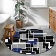 thumbnail image 3 of Round Rugs 4 Ft, Navy Blue Black Geometric Non Slip Area Rugs for Kitchen Bedroom Entryway, Modern Color Block Abstract Washable Carpet Runner Rug Floor Mats for Bedroom Home Decor, 3 of 8