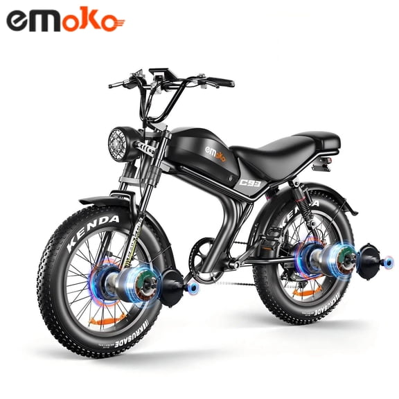 EMOKO C93 Electric Bike for Adults 3000W Peak Dual Motor 48V 23Ah Battery 110 Mile Range 35MPH Speed Commuter Ebike with Dual Disc Brakes