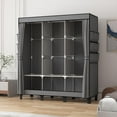 thumbnail image 5 of Closet, Portable Closet for Bedroom, Strong and Sturdy Black Portable Closets for Hanging Clothes with 3 Hanging rods, 6 Storage Shelves andSide Pocket.51 W*17.7" D*67.7" H (Grey), 5 of 16