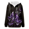 thumbnail image 5 of XIAONU Cozy Zip Up Hoodie For Women Long Sleeve Drawstring Hooded Butterfly Print Sweatshirt Soft Trendy Daily Outing Hoodies, 5 of 5