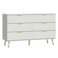 thumbnail image 4 of YouTrend 6 Drawer Dresser with Metal Handles Modern Fluted Wood Dresser Adult Storage Chest of Drawers for Bedroom Living Room Hallway,White, 4 of 12