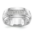 thumbnail image 1 of Diamond2Deal 14K White Gold 1/8 carat Diamond Trio Men's Wedding Band Size 10, 1 of 7