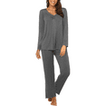 thumbnail image 5 of WQD Womens Pajama Sets 2 Piece Lounge Sets V Neck Long Sleeve Loungewear Comfy Pj Sets Top and Pants Soft Loose Sleepwear for Fall Winter Spring, 5 of 7