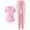 Pink, variant on Minjewel Women's Short Sleeve Scrubs for Women Set with Pockets, Professional & Breathable Scrub Set for Nurses & Caregivers,Army Green L