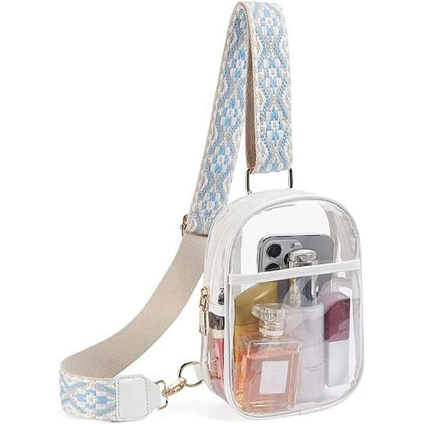 Bolso bandolera transparente para mujer, bolso bandolera transparente con correas ajustables para deportes, eventos, conciertos