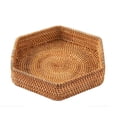 thumbnail image 1 of Hand-Woven Bread Rattan Basket, Wicker Basket Tray, Hexagonal Storage Tray, 1 of 4