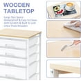 thumbnail image 5 of Utility Cart with 5 Drawers,Storage Drawer Cart with Wooden Tabletop and Lockable Wheels,Craft Storage Trolley Cart,5-Tier Rolling Utility Cart on Wheels,Bright White, 5 of 16